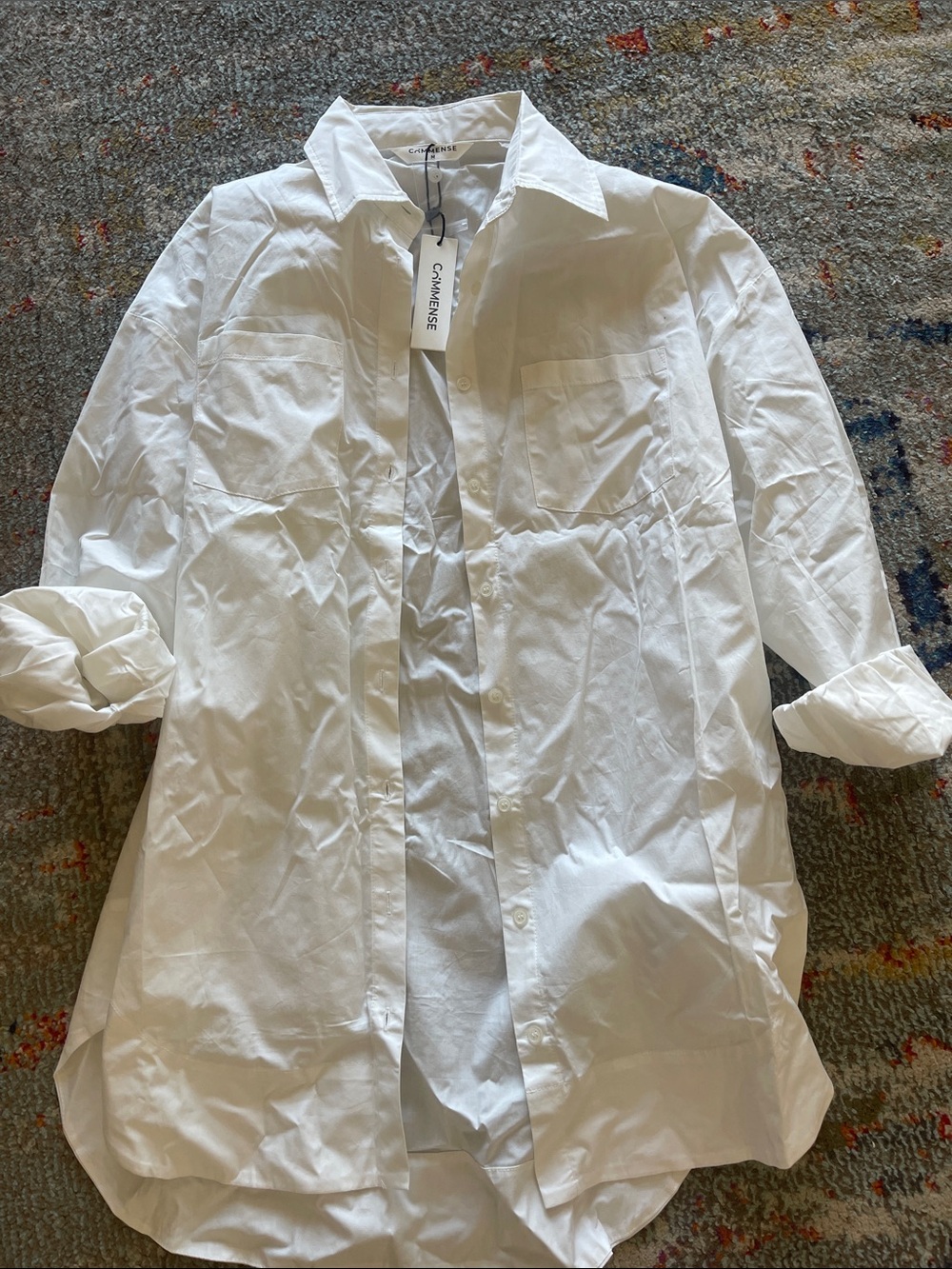 Commense White Men's Casual Button-Down Shirt